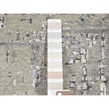Load image into Gallery viewer, 3&#39;x3&#39; Taupe, Wool And Silk Abstract With Mosaic Design, Hand Knotted, Square Persian Knot Oriental Rug FWR482082