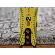 Load image into Gallery viewer, 3&#39;x3&#39; Taupe, Wool And Silk Abstract With Mosaic Design, Hand Knotted, Square Persian Knot Oriental Rug FWR482082