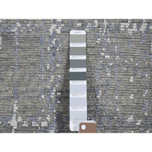 Load image into Gallery viewer, 2&#39;1&quot;x3&#39;1&quot; Space Gray With Touches Of Ivory, Modern Design Sample Fragment, Textured Wool With Silk Hand Knotted, Mat Oriental Rug FWR482100
