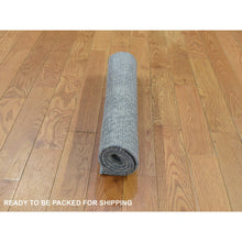 Load image into Gallery viewer, 2&#39;1&quot;x3&#39;1&quot; Space Gray With Touches Of Ivory, Modern Design Sample Fragment, Textured Wool With Silk Hand Knotted, Mat Oriental Rug FWR482100