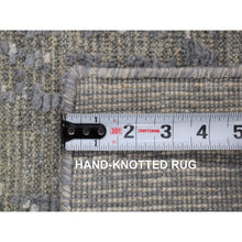 Load image into Gallery viewer, 2&#39;1&quot;x3&#39;1&quot; Space Gray With Touches Of Ivory, Modern Design Sample Fragment, Textured Wool With Silk Hand Knotted, Mat Oriental Rug FWR482100