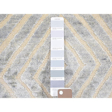 Load image into Gallery viewer, 2&#39;x3&#39; Light Gray, Modern Design Silk With Textured Wool, High And Low Hand Knotted, Mat Oriental Rug FWR482118