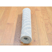 Load image into Gallery viewer, 2&#39;x3&#39; Light Gray, Modern Design Silk With Textured Wool, High And Low Hand Knotted, Mat Oriental Rug FWR482118