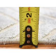 Load image into Gallery viewer, 2&#39;x3&#39; Light Gray, Modern Design Silk With Textured Wool, High And Low Hand Knotted, Mat Oriental Rug FWR482118