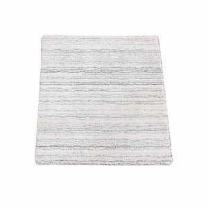 2'x2' Ivory, Modern Design, Hand Loomed, 100% Wool, Fragment Sample, Mat Oriental Rug FWR482154