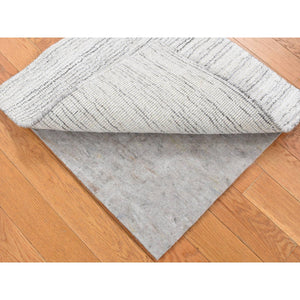 2'x2' Ivory, Modern Design, Hand Loomed, 100% Wool, Fragment Sample, Mat Oriental Rug FWR482154