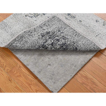 Load image into Gallery viewer, 2&#39;2&quot;x2&#39;2&quot; Ivory, Modern Design, Hand Knotted, Hi and Lo, 100% Silk, Zero Pile, Sample Fragment, Mat Oriental Rug FWR482184