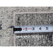 Load image into Gallery viewer, 2&#39;2&quot;x2&#39;2&quot; Ivory, Modern Design, Hand Knotted, Hi And Lo, 100% Silk, Zero Pile, Sample Fragment, Mat Oriental Rug FWR482184
