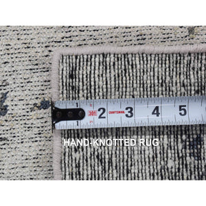 2'2"x2'2" Ivory, Modern Design, Hand Knotted, Hi And Lo, 100% Silk, Zero Pile, Sample Fragment, Mat Oriental Rug FWR482184