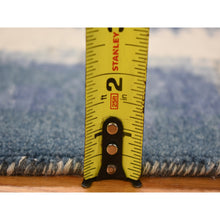 Load image into Gallery viewer, 2&#39;x3&#39; Ivory-denim Blue, 100% Wool, Hand Knotted, Modern Abstract Design, Mat Oriental Rug FWR482202