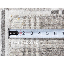 Load image into Gallery viewer, 2&#39;x3&#39; Ivory-gray, Hand Loomed, Modern, Plaid Design, 100% Wool, Mat Oriental Rug FWR482226