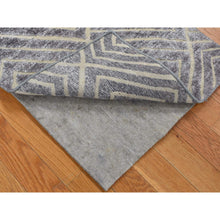 Load image into Gallery viewer, 2&#39;x3&#39; Gray, Modern, Geometric Design, Plant Based Silk With Textured Wool, Hand Knotted, Hi And Lo, Mat Oriental Rug FWR482244