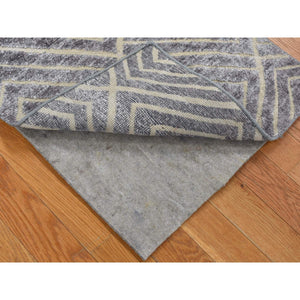 2'x3' Gray, Modern, Geometric Design, Plant Based Silk With Textured Wool, Hand Knotted, Hi And Lo, Mat Oriental Rug FWR482244