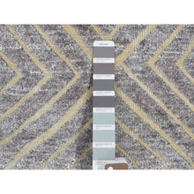 Load image into Gallery viewer, 2&#39;x3&#39; Gray, Modern, Geometric Design, Plant Based Silk With Textured Wool, Hand Knotted, Hi And Lo, Mat Oriental Rug FWR482244