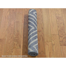 Load image into Gallery viewer, 2&#39;x3&#39; Gray, Modern, Geometric Design, Plant Based Silk With Textured Wool, Hand Knotted, Hi And Lo, Mat Oriental Rug FWR482244