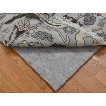 Load image into Gallery viewer, 2&#39;1&quot;x3&#39;1&quot; Ivory With Chocolate Brown, 100% Wool, Hi And Lo, Oushak Design, Hand Knotted, Sample Fragment, Textured, Mat Oriental Rug FWR482262