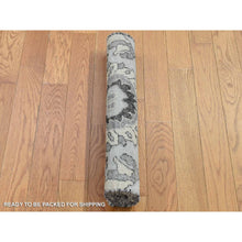 Load image into Gallery viewer, 2&#39;1&quot;x3&#39;1&quot; Ivory With Chocolate Brown, 100% Wool, Hi And Lo, Oushak Design, Hand Knotted, Sample Fragment, Textured, Mat Oriental Rug FWR482262