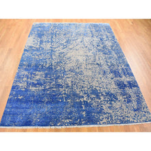 Load image into Gallery viewer, 8&#39;1&quot;x9&#39;10&quot; Denim Blue, Hand-knotted, Modern Abstract Design, Tone On Tone, Wool And Silk, Oriental Rug FWR482274