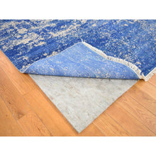 Load image into Gallery viewer, 8&#39;1&quot;x9&#39;10&quot; Denim Blue, Hand-knotted, Modern Abstract Design, Tone On Tone, Wool And Silk, Oriental Rug FWR482274