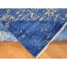 Load image into Gallery viewer, 8&#39;1&quot;x9&#39;10&quot; Denim Blue, Hand-knotted, Modern Abstract Design, Tone On Tone, Wool And Silk, Oriental Rug FWR482274