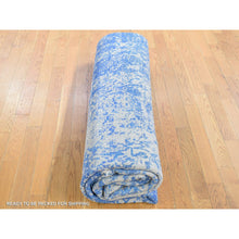 Load image into Gallery viewer, 8&#39;1&quot;x9&#39;10&quot; Denim Blue, Hand-knotted, Modern Abstract Design, Tone On Tone, Wool And Silk, Oriental Rug FWR482274