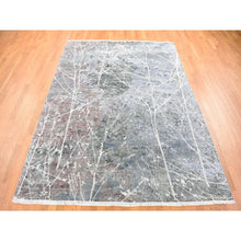 Load image into Gallery viewer, 7&#39;7&quot;x10&#39;1&quot; Faded Gray, Hand Knotted, Broken Persian Design, Silk With Textured Wool, Oriental Rug FWR482280
