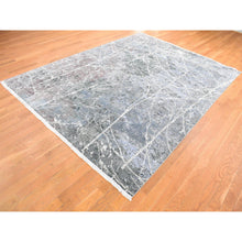Load image into Gallery viewer, 7&#39;7&quot;x10&#39;1&quot; Faded Gray, Hand Knotted, Broken Persian Design, Silk With Textured Wool, Oriental Rug FWR482280