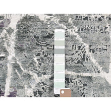 Load image into Gallery viewer, 7&#39;7&quot;x10&#39;1&quot; Faded Gray, Hand Knotted, Broken Persian Design, Silk With Textured Wool, Oriental Rug FWR482280