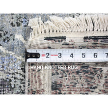 Load image into Gallery viewer, 7&#39;7&quot;x10&#39;1&quot; Faded Gray, Hand Knotted, Broken Persian Design, Silk With Textured Wool, Oriental Rug FWR482280