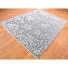 Load image into Gallery viewer, 7&#39;10&quot;x10&#39;2&quot; Charcoal Gray, Silk with Textured Wool, Hand Knotted, Oushak Influence, Oriental Rug FWR482310