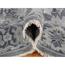Load image into Gallery viewer, 7&#39;10&quot;x10&#39;2&quot; Charcoal Gray, Silk With Textured Wool, Hand Knotted, Oushak Influence, Oriental Rug FWR482310