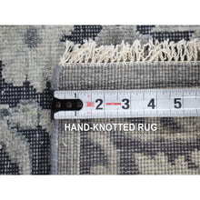 Load image into Gallery viewer, 7&#39;10&quot;x10&#39;2&quot; Charcoal Gray, Silk With Textured Wool, Hand Knotted, Oushak Influence, Oriental Rug FWR482310