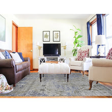 Load image into Gallery viewer, 8&#39;1&quot;x10&#39;4&quot; Taupe, Hi And Lo, Silk With Textured Wool, Hand Knotted, Transitional, Oriental Rug FWR482316