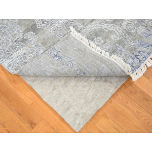 8'1"x10'4" Taupe, Hi And Lo, Silk With Textured Wool, Hand Knotted, Transitional, Oriental Rug FWR482316