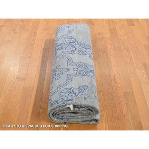 8'1"x10'4" Taupe, Hi And Lo, Silk With Textured Wool, Hand Knotted, Transitional, Oriental Rug FWR482316