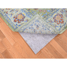 Load image into Gallery viewer, 7&#39;9&quot;x9&#39;10&quot; Forest Green, Broken Persian Tabriz With Rug On Top Of Rug Design, Silk With Textured Wool, Oriental Rug FWR482328