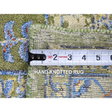 Load image into Gallery viewer, 7&#39;9&quot;x9&#39;10&quot; Forest Green, Broken Persian Tabriz With Rug On Top Of Rug Design, Silk With Textured Wool, Oriental Rug FWR482328