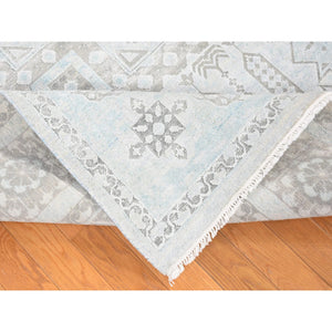 8'1"x10'5" Light Blue, Hand-knotted, Mamluk Design, Pure Silk With Textured Wool, Oriental Rug FWR482346