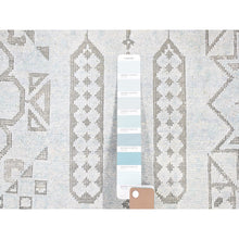 Load image into Gallery viewer, 8&#39;1&quot;x10&#39;5&quot; Light Blue, Hand-knotted, Mamluk Design, Pure Silk With Textured Wool, Oriental Rug FWR482346