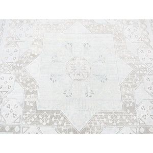 8'1"x10'5" Light Blue, Hand-knotted, Mamluk Design, Pure Silk With Textured Wool, Oriental Rug FWR482346