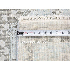 8'1"x10'5" Light Blue, Hand-knotted, Mamluk Design, Pure Silk With Textured Wool, Oriental Rug FWR482346