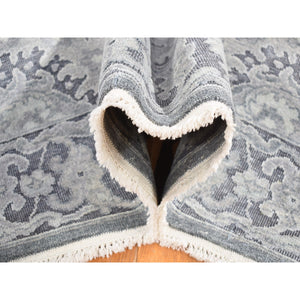 7'10"x10'4" Gray, Silk With Textured Wool, Hand Knotted, Oushak Influence, Oriental Rug FWR482352
