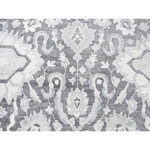 7'10"x10'4" Gray, Silk With Textured Wool, Hand Knotted, Oushak Influence, Oriental Rug FWR482352