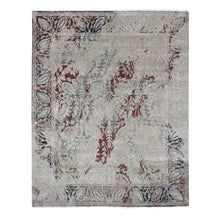 Load image into Gallery viewer, 8&#39;2&quot;x10&#39;3&quot; Beige, Broken Tulip Design, Silk with Textured Wool, Hand Knotted Oriental Rug FWR482364