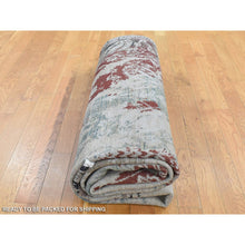 Load image into Gallery viewer, 8&#39;2&quot;x10&#39;3&quot; Beige, Broken Tulip Design, Silk with Textured Wool, Hand Knotted Oriental Rug FWR482364