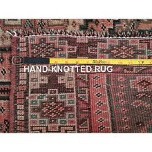 Load image into Gallery viewer, 5&#39;2&quot;x8&#39; Blush Red, Semi Antique Persian Shiraz With Geometric Pattern, Shaved Down, Zero Pile, Sides And Ends Professionally Secured, Hand Knotted, Pure Wool, Oriental Rug FWR4818