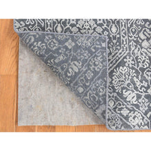 Load image into Gallery viewer, 2&#39;1&quot;x2&#39;1&quot; Charcoal Gray, Silk with Textured Wool, Tone on Tone Design, Hand Knotted, Sample Fragment, Oriental Rug FWR482400