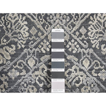 Load image into Gallery viewer, 2&#39;1&quot;x2&#39;1&quot; Charcoal Gray, Silk With Textured Wool, Tone On Tone Design, Hand Knotted, Sample Fragment, Oriental Rug FWR482400