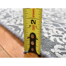 Load image into Gallery viewer, 2&#39;1&quot;x2&#39;1&quot; Charcoal Gray, Silk with Textured Wool, Tone on Tone Design, Hand Knotted, Sample Fragment, Oriental Rug FWR482400