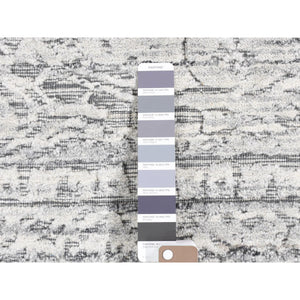 2'x2' Light Gray, Jacquard, Hand Loomed, Modern Design, Wool With Textured Pile, Sample Fragment, Oriental Rug FWR482454